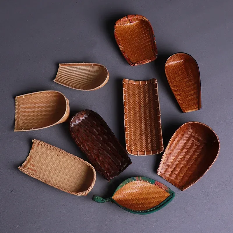 Bamboo Tea Shovel Small Dustpan Handwoven Tea Appreciation Tool Bamboo Handicrafts Old Tea Accessories Model