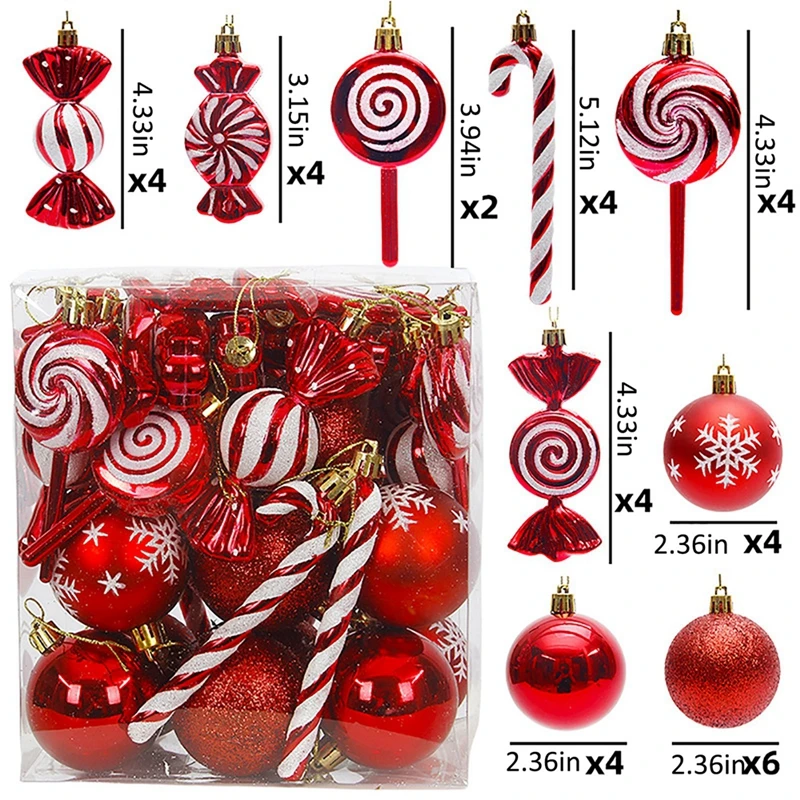 36pcs Christmas Ball Christmas Tree Hanging Pendants Home Gifts New Year Printed Special-shaped Christmas Spheres