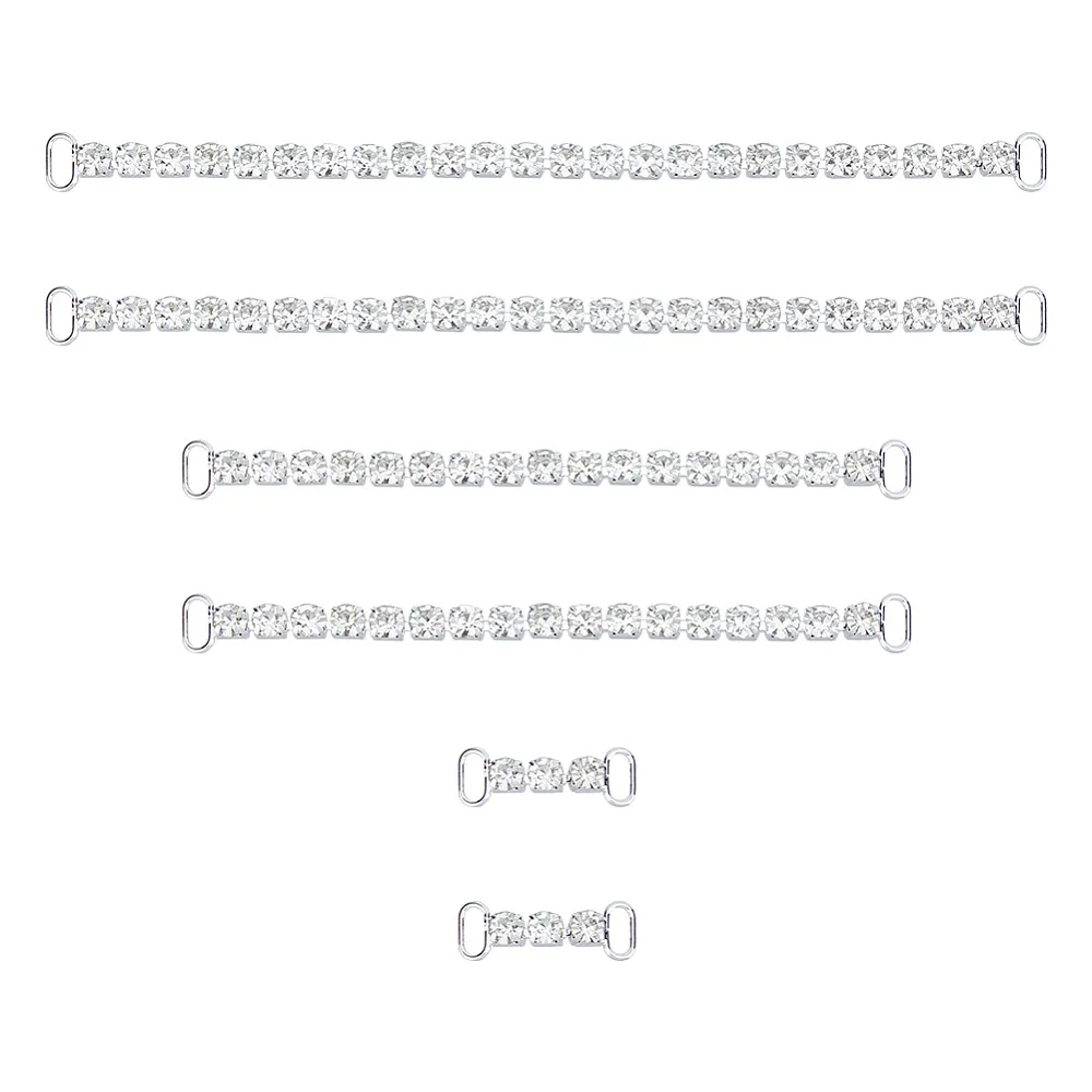 

1set 6pcs 3 styles Brass Pave Rhinestone Links for Bikini Decoration 24.5~176x5~11x5mm 2pcs/style