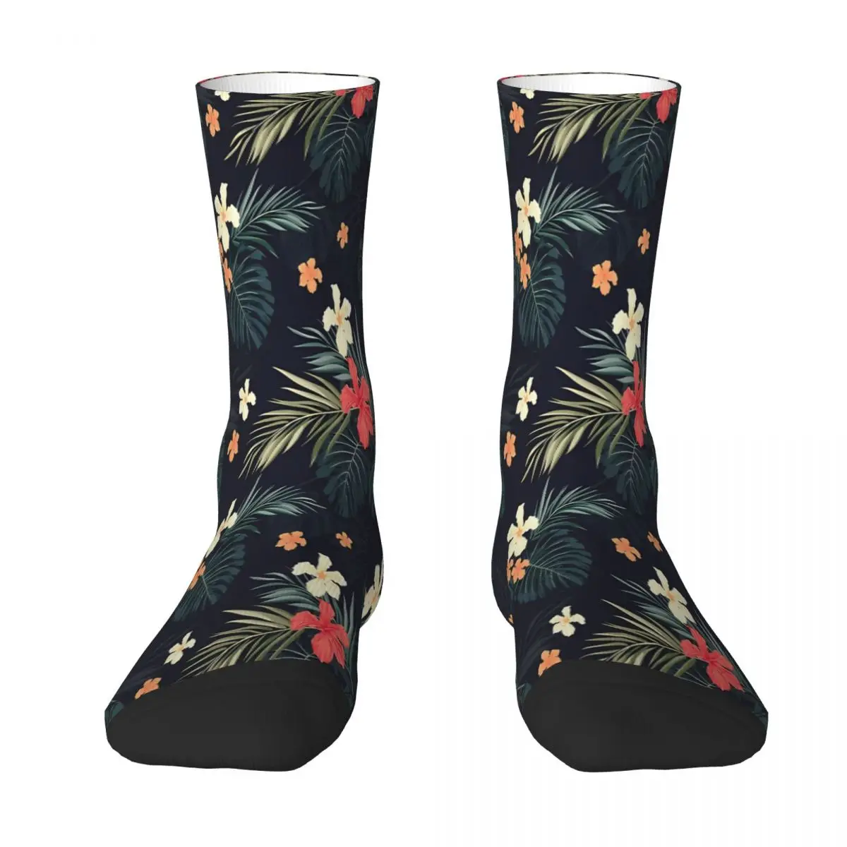 

Dark Tropical Flowers Sock Socks Men Women Polyester Stockings Customizable Funny