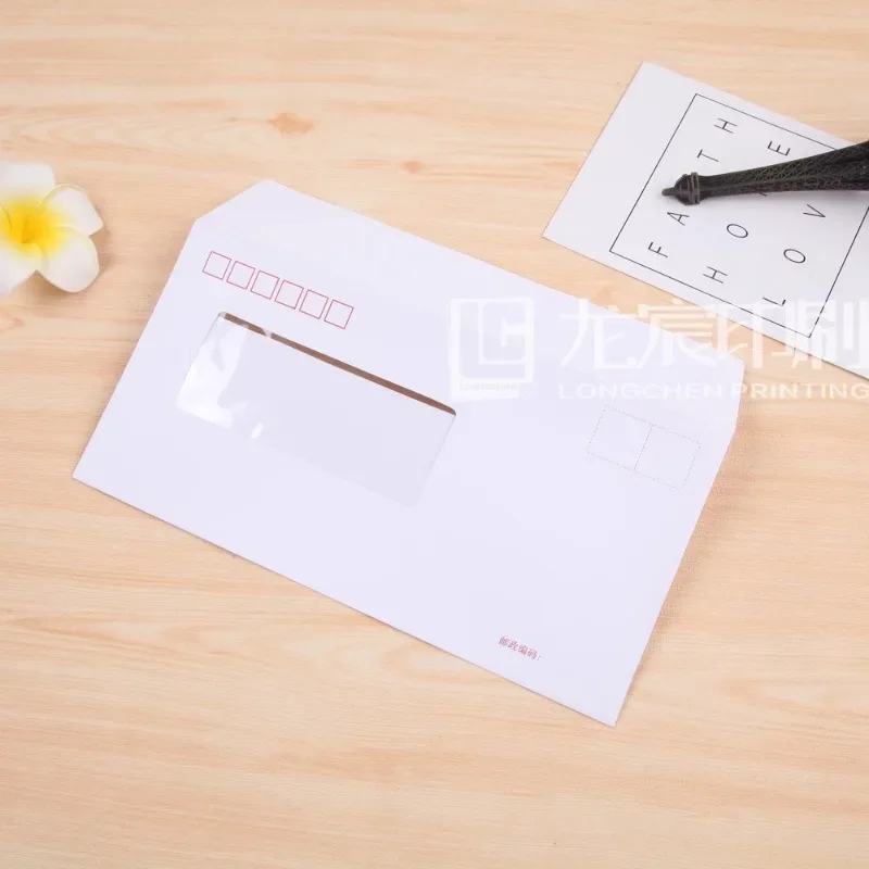 No. 5 window envelope 22 * 11cm thickened 120g envelope paper, blank transparent window envelope, printable