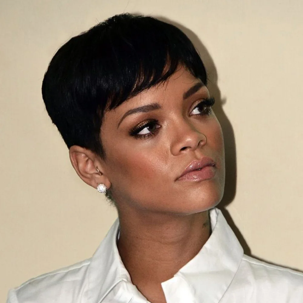 Peruka Pixie Cut z Włosów Naturalnych Krótka Peruka z Włosów Naturalnych dla Kobiet Pełna Peruka Maszynowa Peruka Pixie Cut Brazylijska Krótka Peruka Bob z Włosów Naturalnych