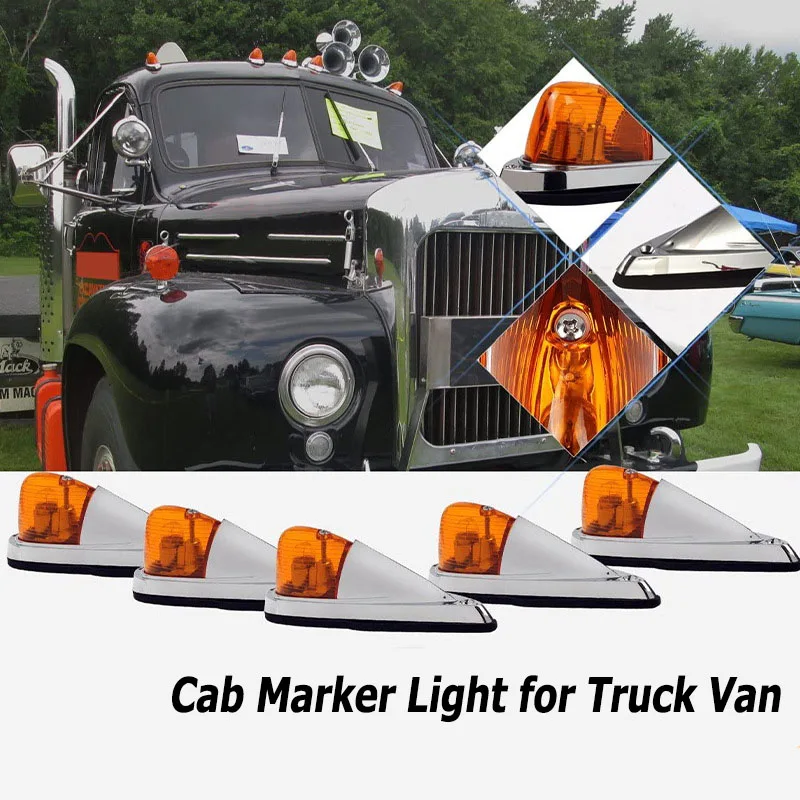 

5PCS Amber Cab Light Cab Marker Light Front Rear Top Clearance Roof Running Light Wiring Pack for DC12V 24V Truck Van RV