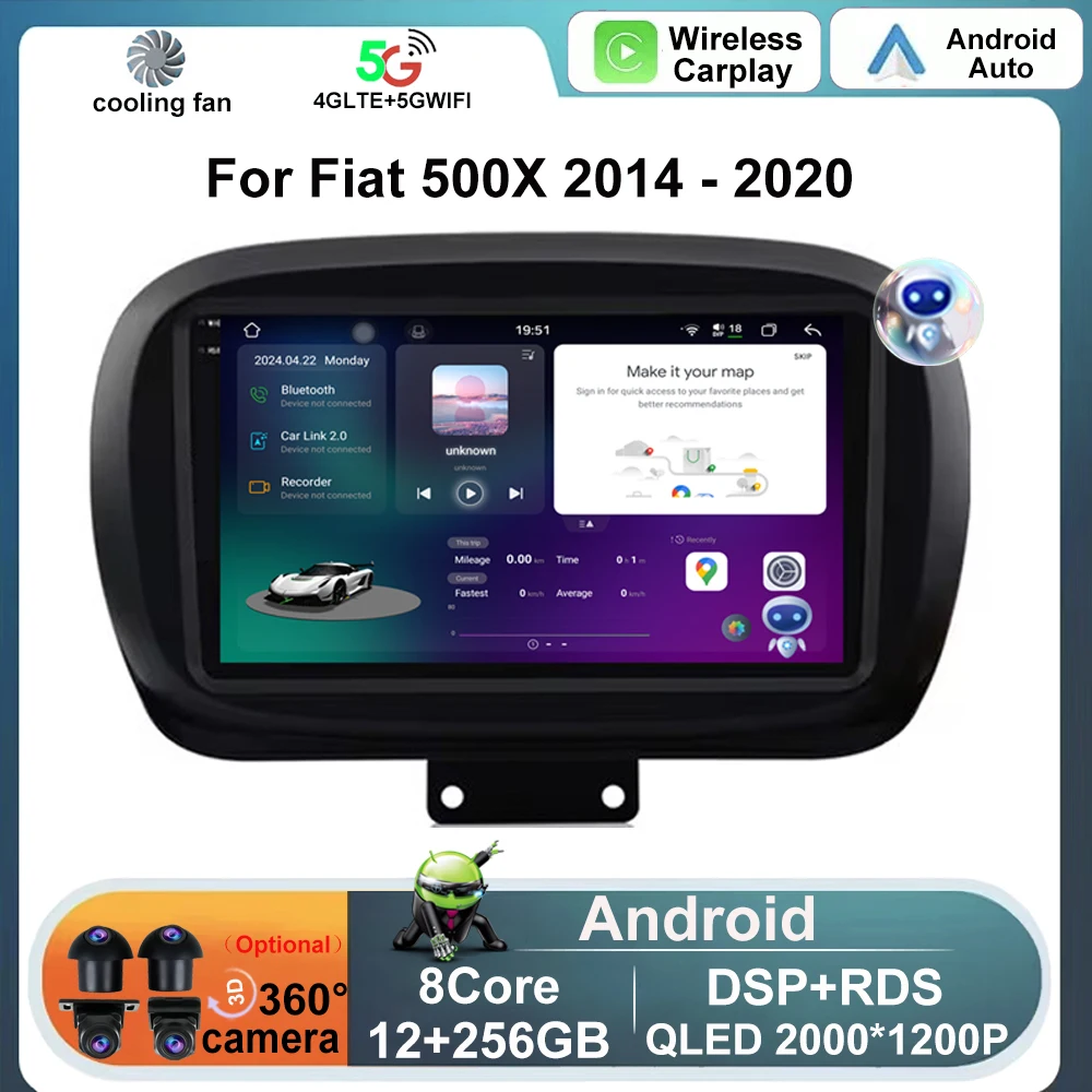 

Android Auto Car Radio For Fiat 500X 2014 - 2020 Multimedia Video Player GPS 4G WIFI Carplay Auto Stereo QLED IPS Head Unit