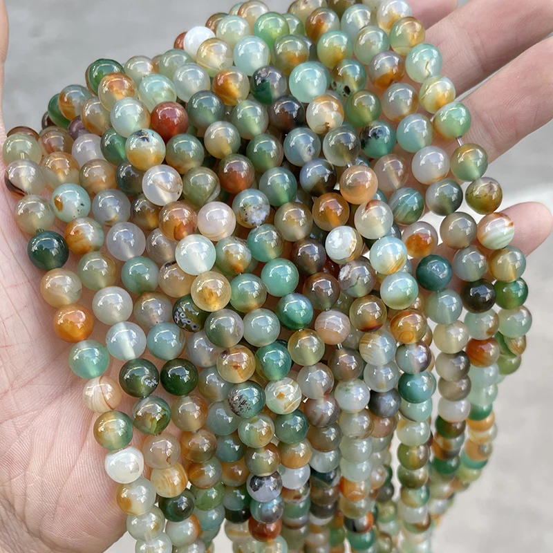 Wholesale Natural Stone Dyed Color Peacock Agate Beads Round Loose Spacer For Jewelry Making Diy Necklace Bracelet Accessory