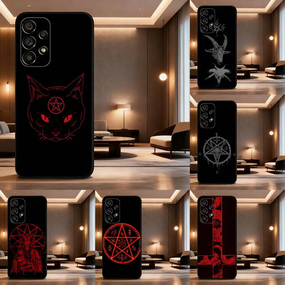 

Pentagram 666 Demonic Satanic Phone Case For Samsung Galaxy A73,31,32,72,41,53,52,71,22,5G,Note,J7,8,9 Soft Black Cover