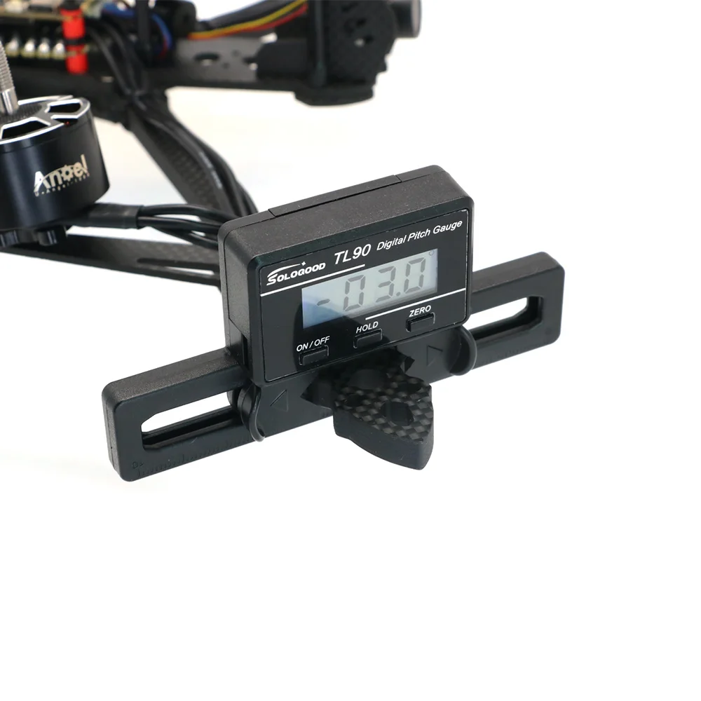 AneegFPv Medidor de passo digital de lâmina principal Tl90 com display LCD Ferramenta de medição de ângulo alimentado Medidor de passo profissional de metal