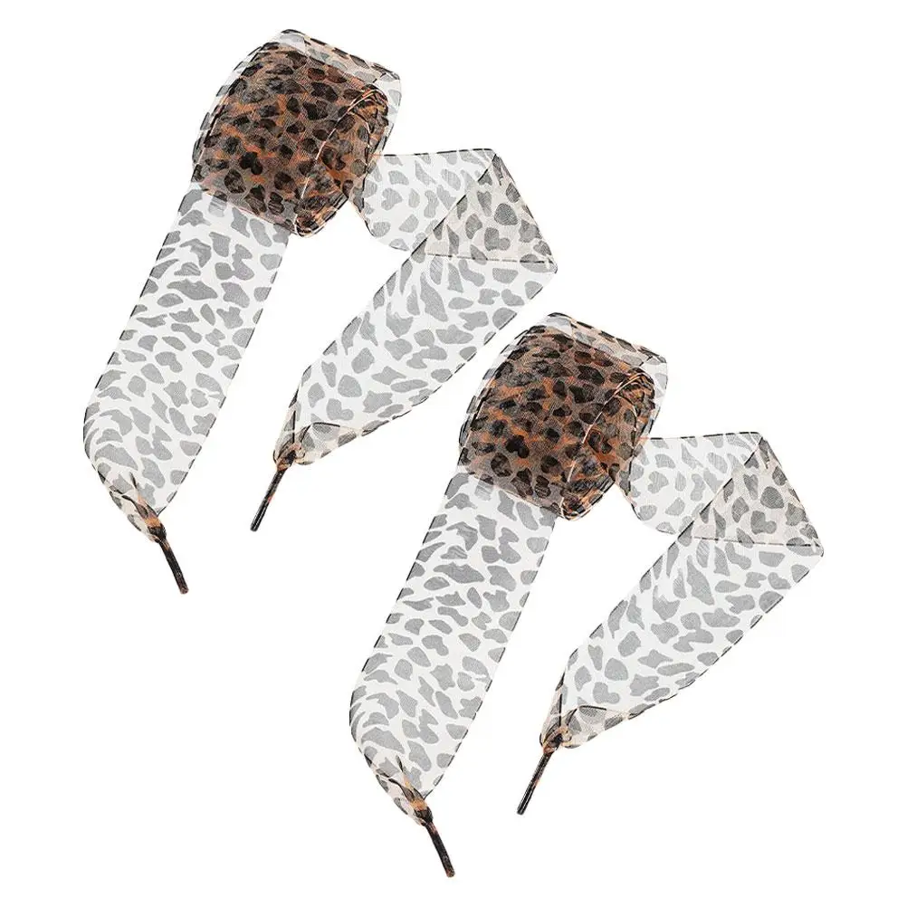 ริบบิ้นผ้าพันคอพิมพ์สัตว์ Shoelaces 4 ซม.กว้าง 110 ซม.ยาวเสือดาว Boot Laces รองเท้าแฟชั่น Lace Up รองเท้า