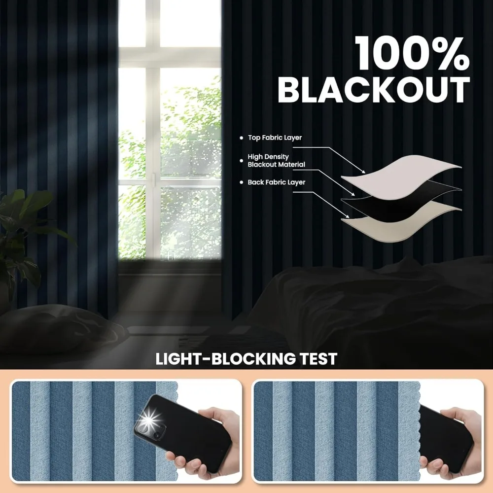 ستارة تقسيم الأكورديون الزرقاء موفرة للمساحة مع مسار سقف لسهولة التركيب - 180 واسعة × 84 طويلة