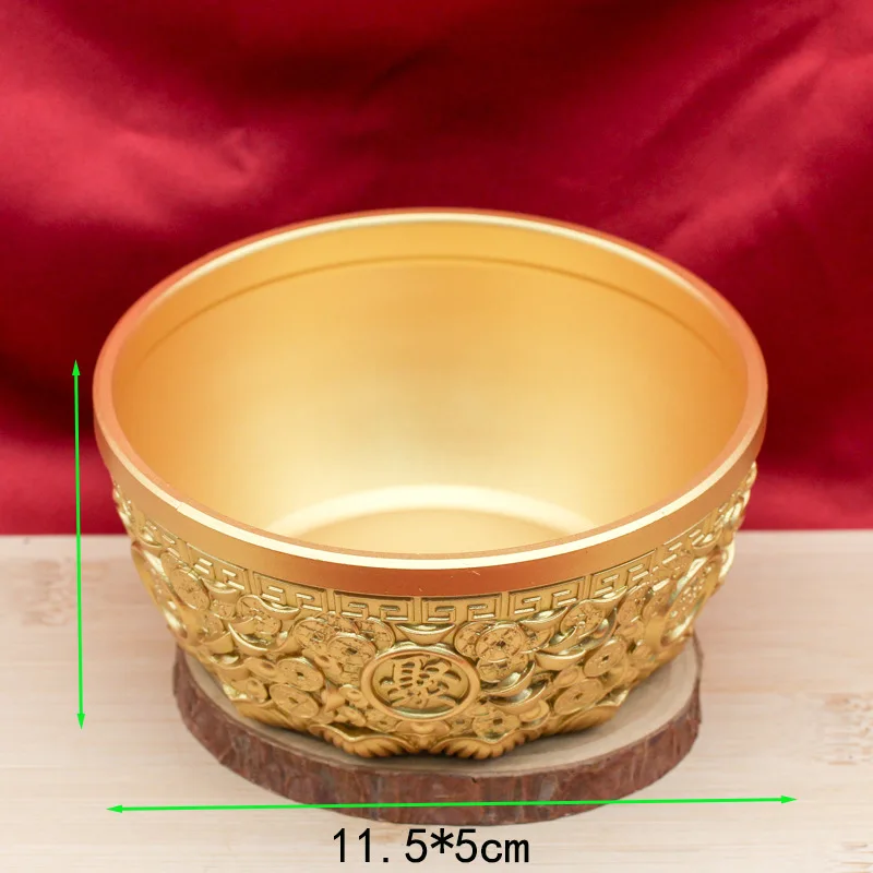 Golden Coin Ingot Treasure Bowl Ornament Home Living Room Decoration Copper Product Treasure Bowl Craft Money Saving Copperware