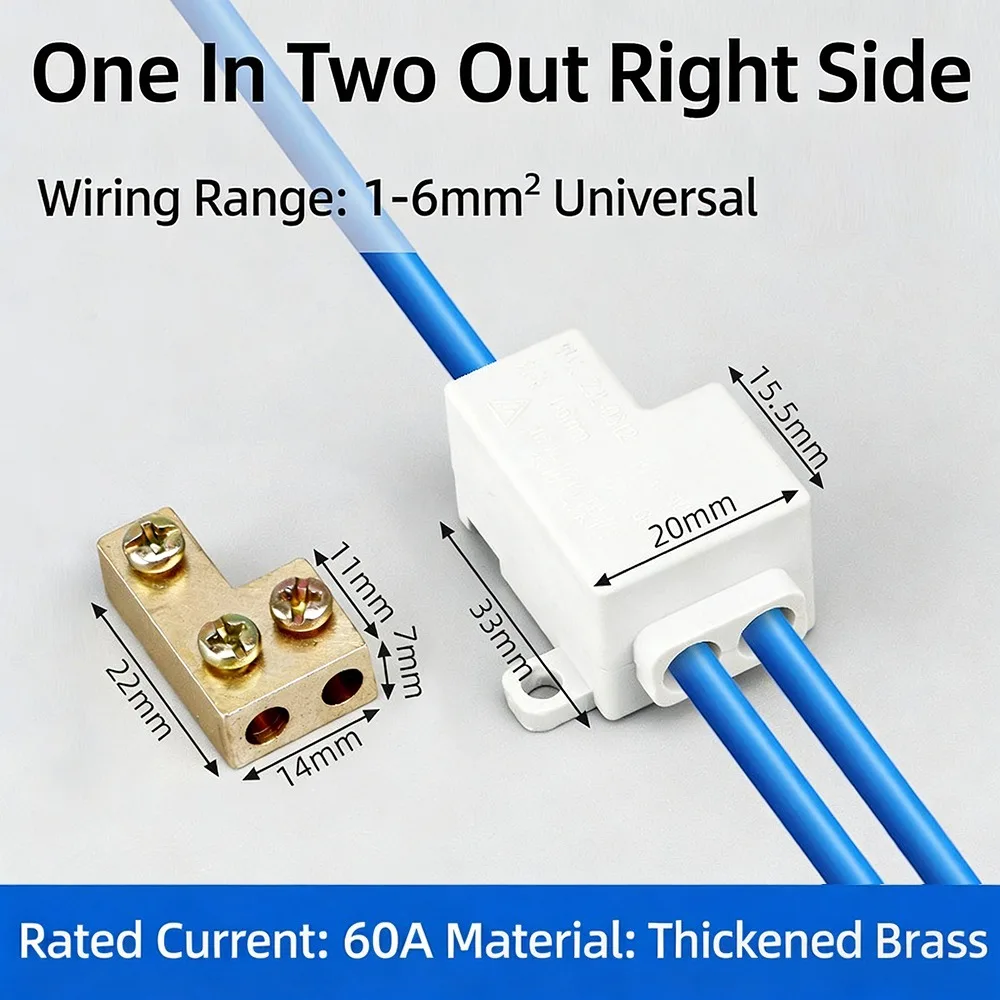 Electrical Connectors Spliceable High Power Splitter Conductor Brass 1-6mm² Quick Terminal Block Wire Connector Electrical