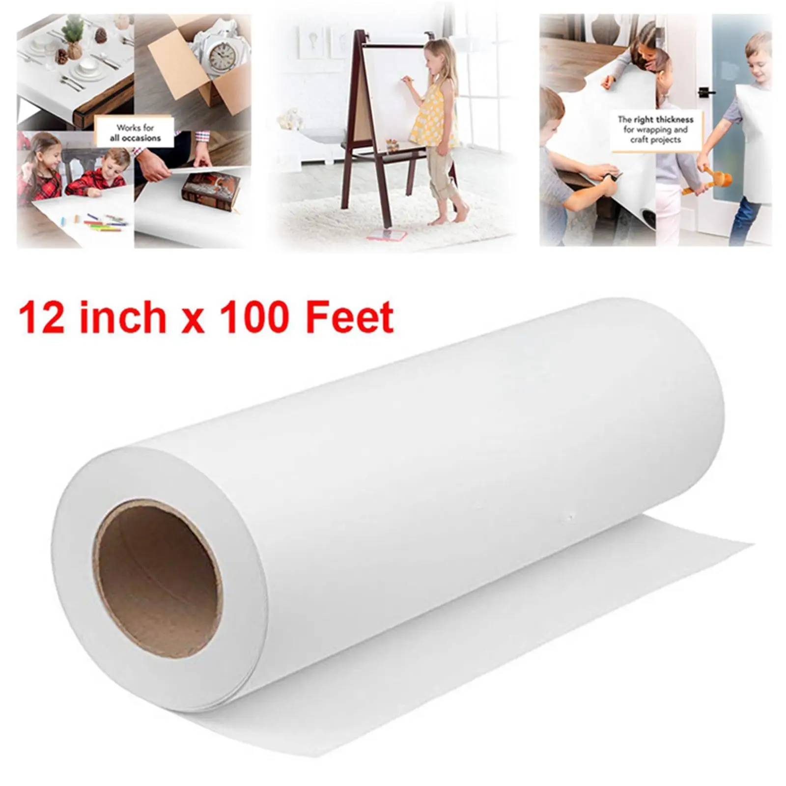 White Kraft Paper Rolls for Shipping Wrapping Packing Crafts Painting
