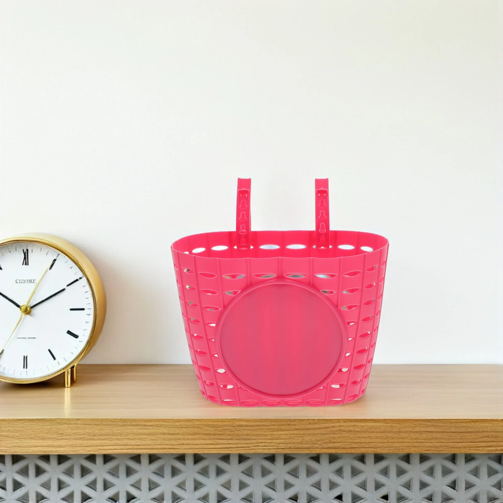 

Pink Bike Basket Storage Baskets Girls Front Handlebar Tricycle Carrier Child Water Resistant Durable Plastic Easy Install