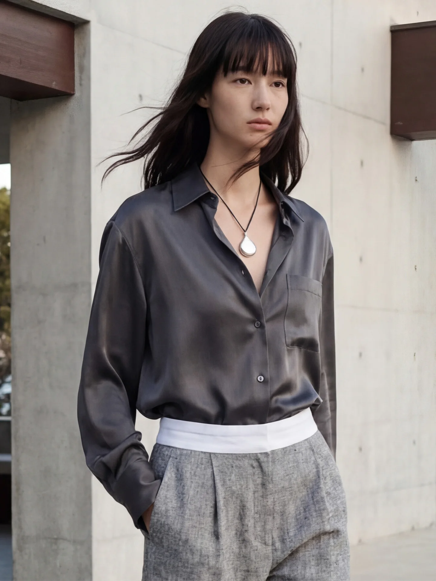 

Женская деловая повседневная рубашка из ацетатного сатина с охлаждающим эффектом, приталенная, элегантная, для офиса, с длинным рукавом, весенняя