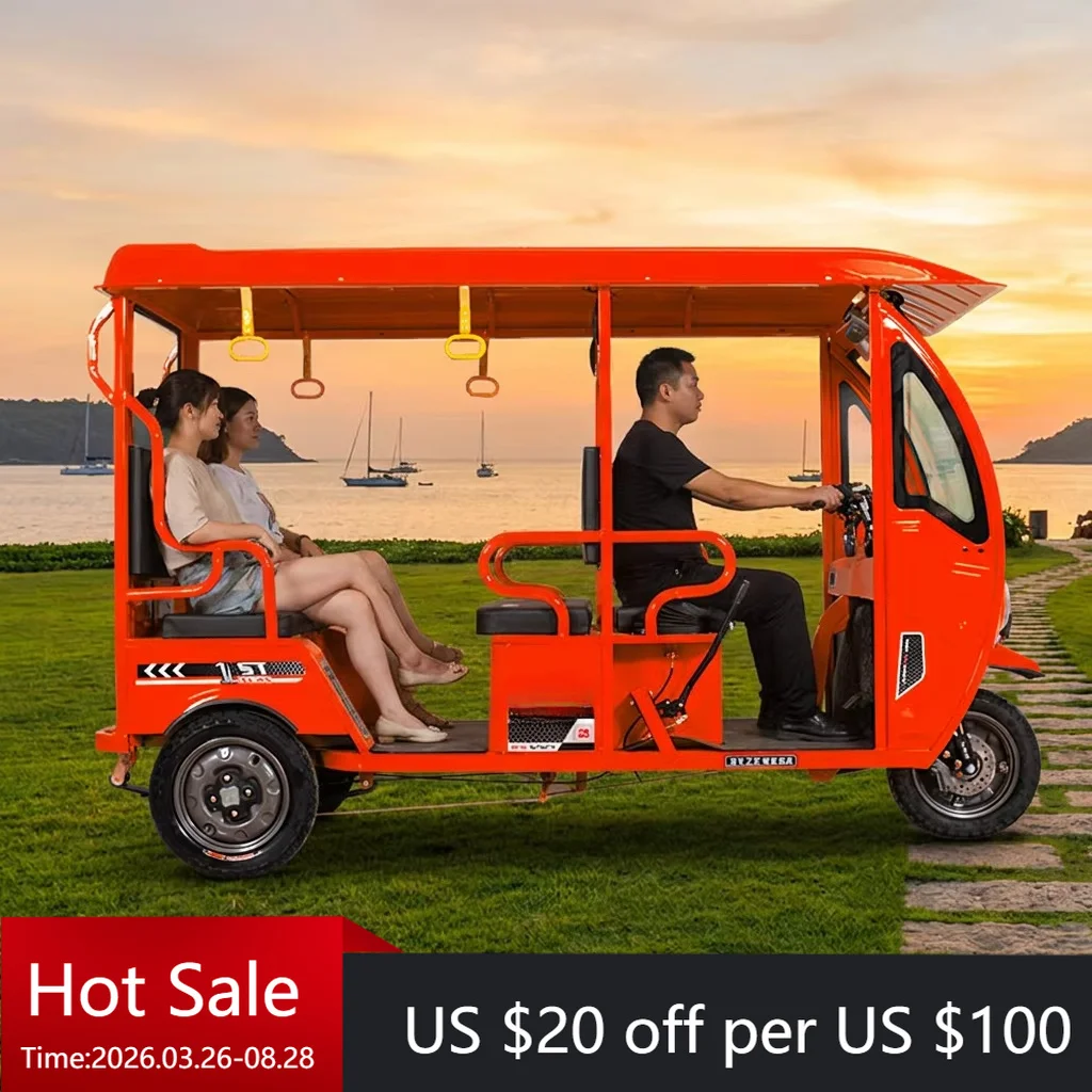 YC three-wheel electric adult tricycle four-seat open body brushless motor
