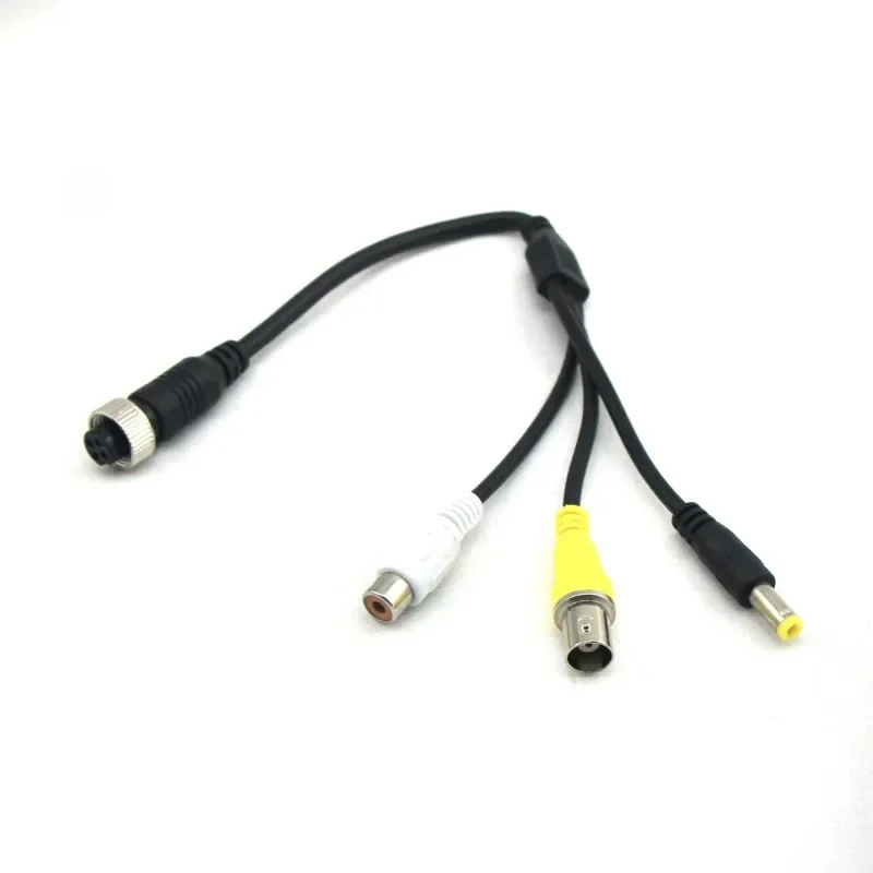 10pcs/lot 4P to BNC/DC Adapter Cable AV/DC Adapter Cable 4pin Aviation Head to Audio/Video Power Extension Cable