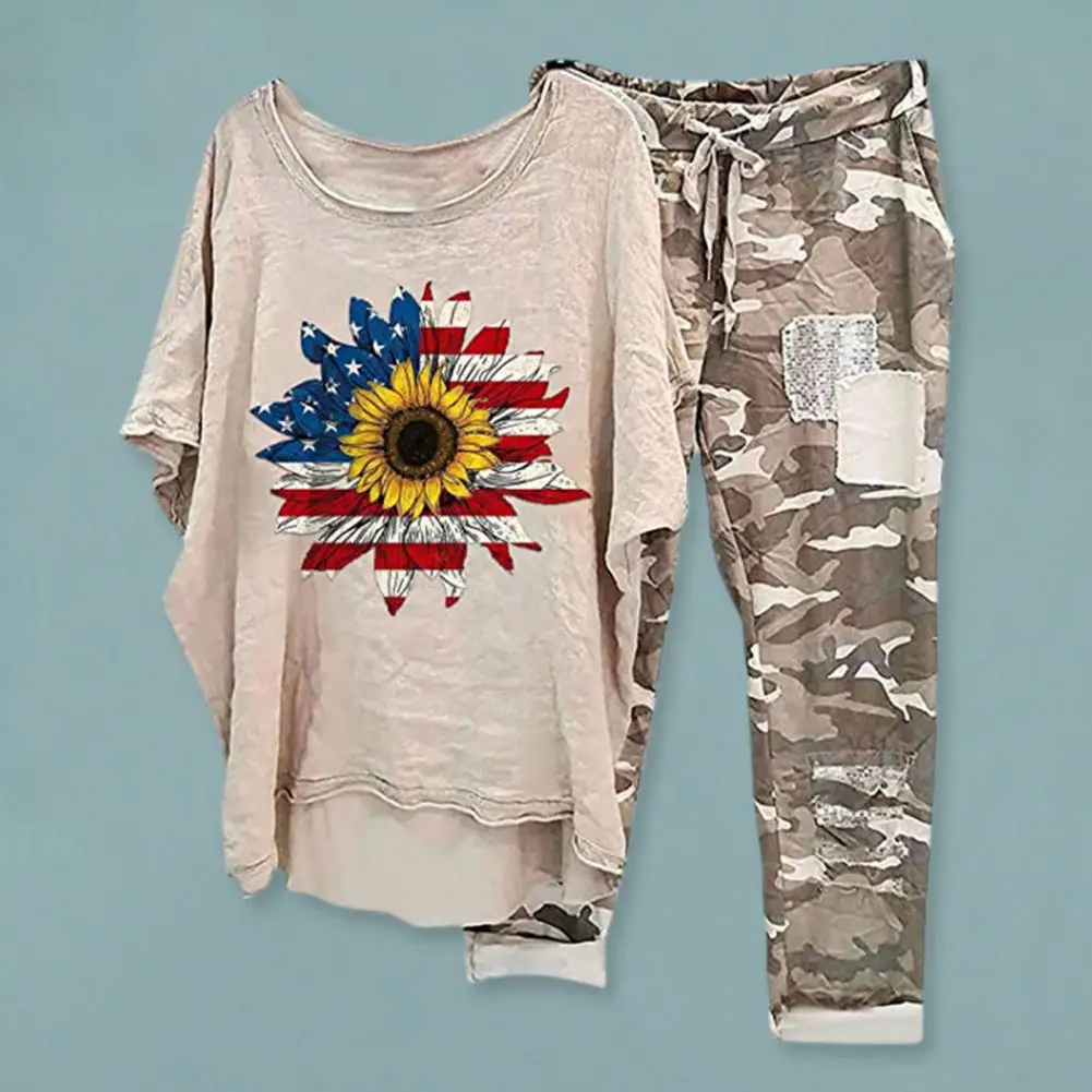 

Женские топы и брюки, стильный женский Камуфляжный комплект из топа и брюк с асимметричным подолом и завязками на талии, модная женская одежда