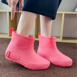 Womens Rain Boot Comfort Walking Rubber Shoes for Woman Galoshes Flats Garden Working Rainshoes Waterproof Rubber Boots Footwear