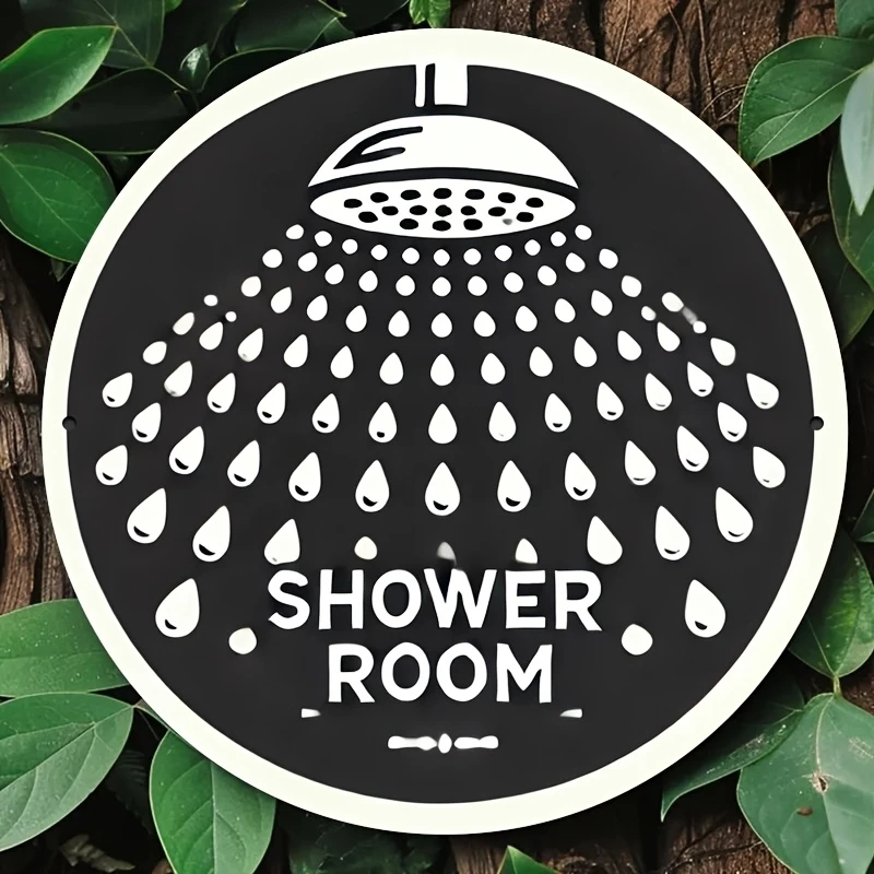 2D 8in جولة لافتة خشبية المرحاض ديكورا الحمام مطعم مقهى مركز تسوق بار - الخشب الحبوب تصميم موجه المجلس