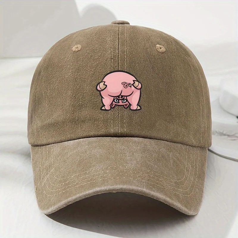 Niedliche Unisex-Baseballkappe mit rosa Schweinemuster – urbane Streetstyle-Mütze, geeignet für Outdoor-Sportarten und Freizeitkleidung