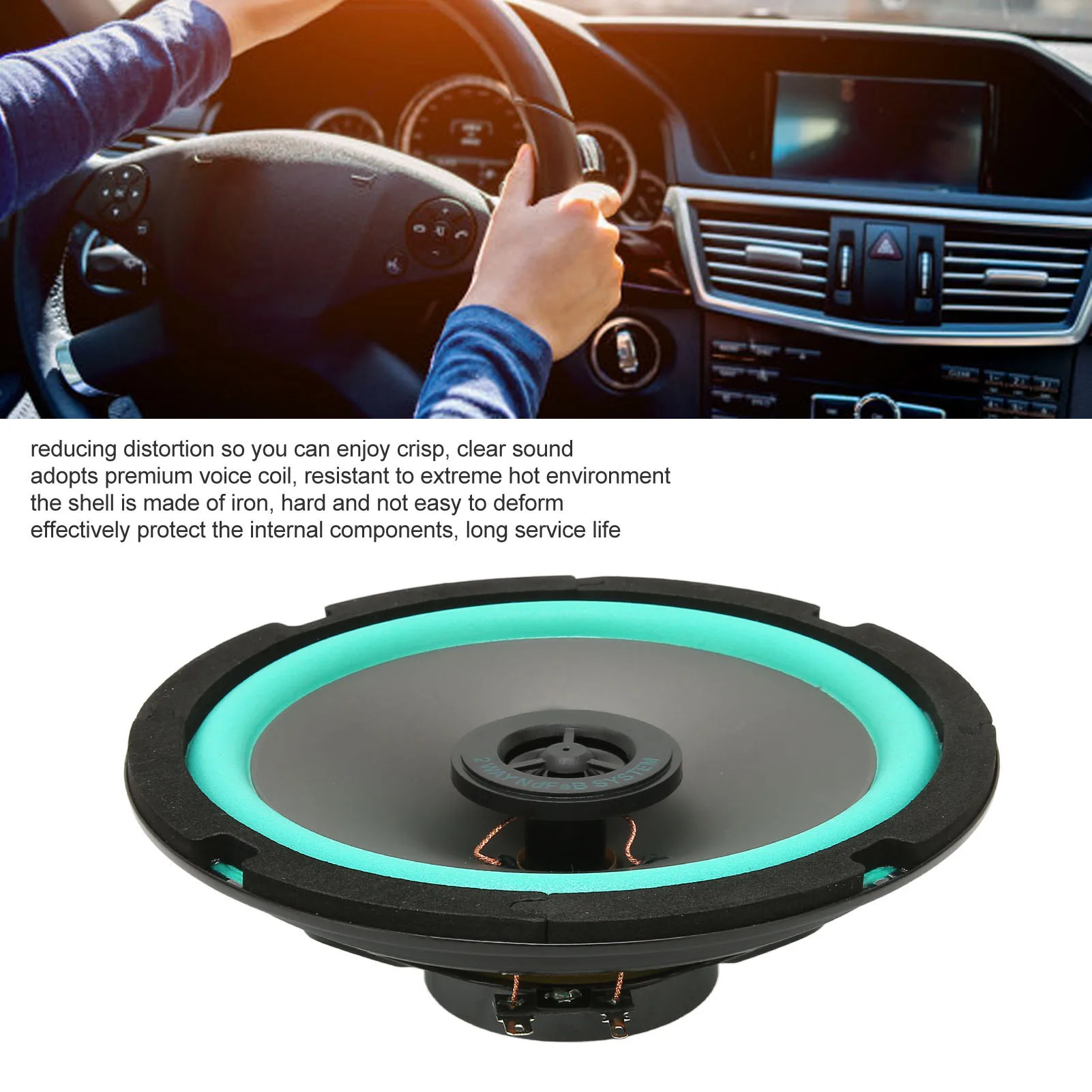6.5in Car Loudspeaker 2 Way Coaxial Stereo Audio Door Speakers for Car Sound System Car Stereo Sound System Two Way Car Speakers