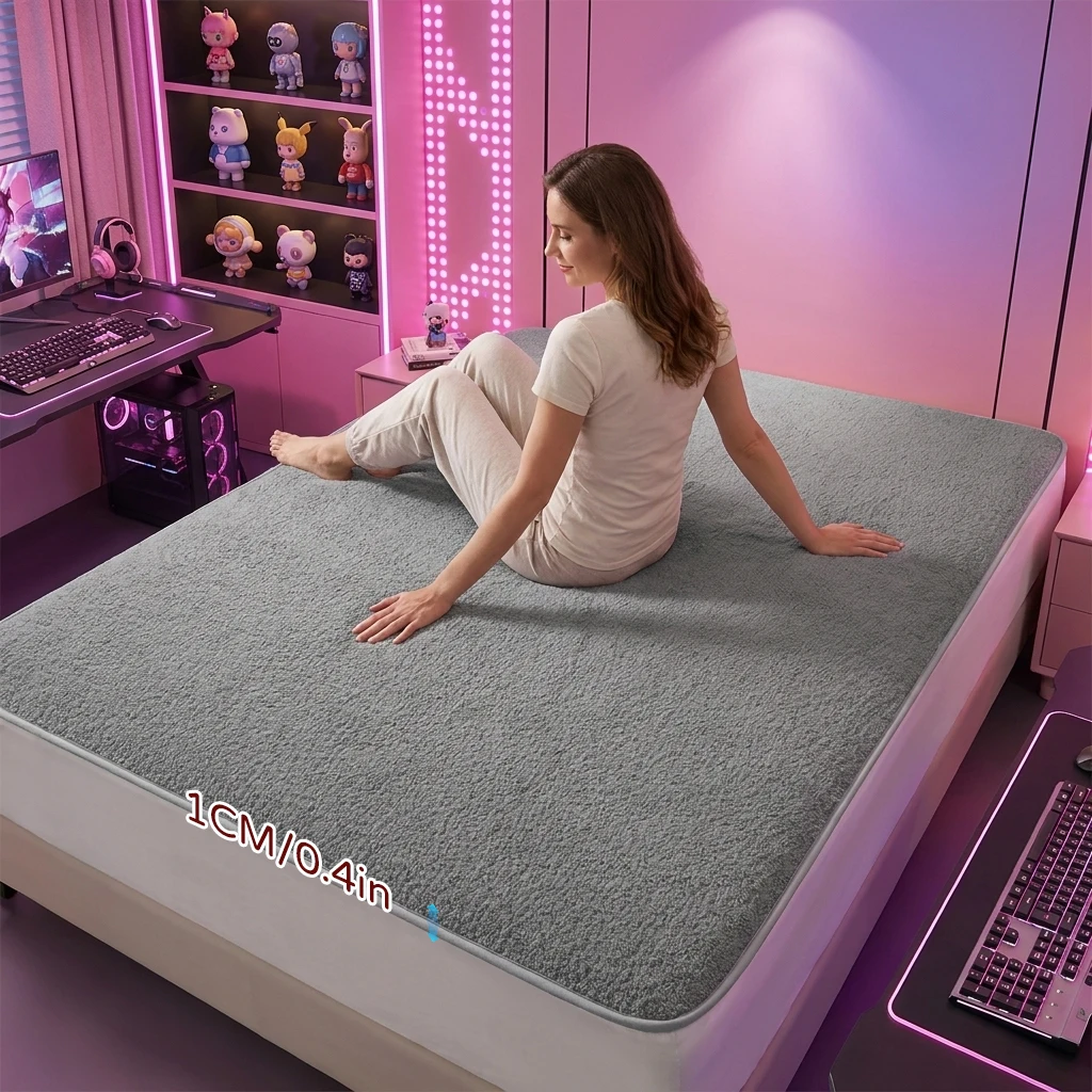 Quilted Mattress Protector Pad Non Slip Soft Breathable Waterproof Cover with Elastic Bands Four Corners Machine Washable for Home Hotel Dorm (No Pillowcase)