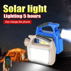 100000LM Rechargeable Solar Handheld Flashlight Solar Outdoor Camping Light USB Torch Portable Hand Lamp With COB Work Lantern