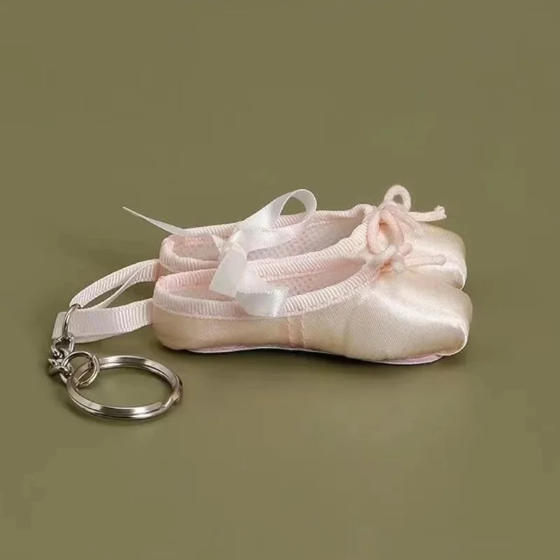 Cute Funny Pink Ballet Shoes Key Chain 7.5x5cm Girl Versatile Backpack Accessories Bag Keychain Pendants Birthday Gift Decor