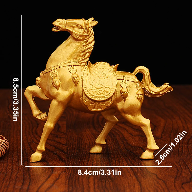 2026 Jahr Sternzeichen Pferd Statue Metall Goldenes Pferd Modell Simulation Pferd Ornament Home Office Desktop Dekoration Feng Shui Glück