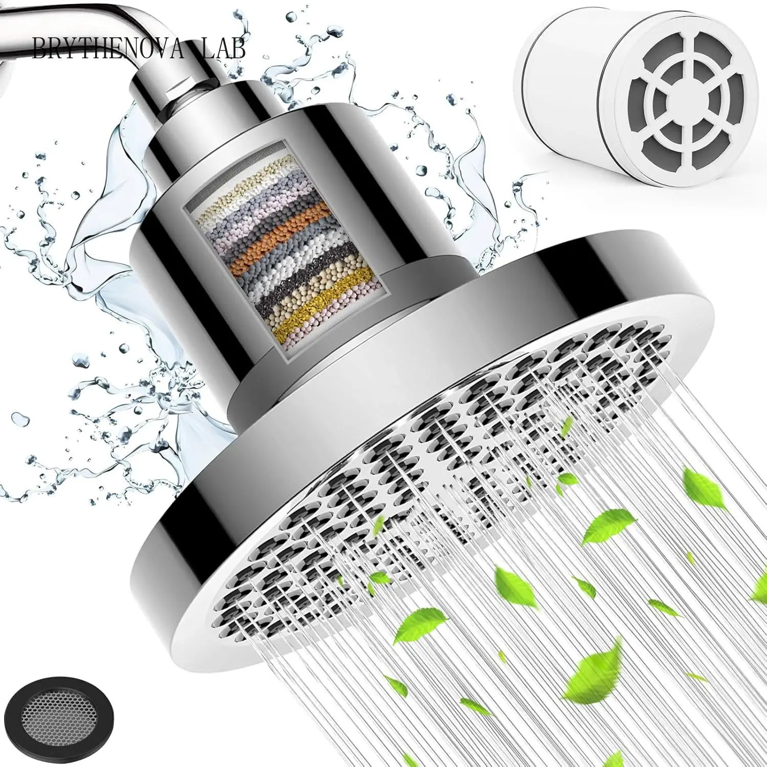 Filter 6-inch circular top spray with 15-20 layers Chlorine Removal Element, Filter Detachable Booster Shower Head