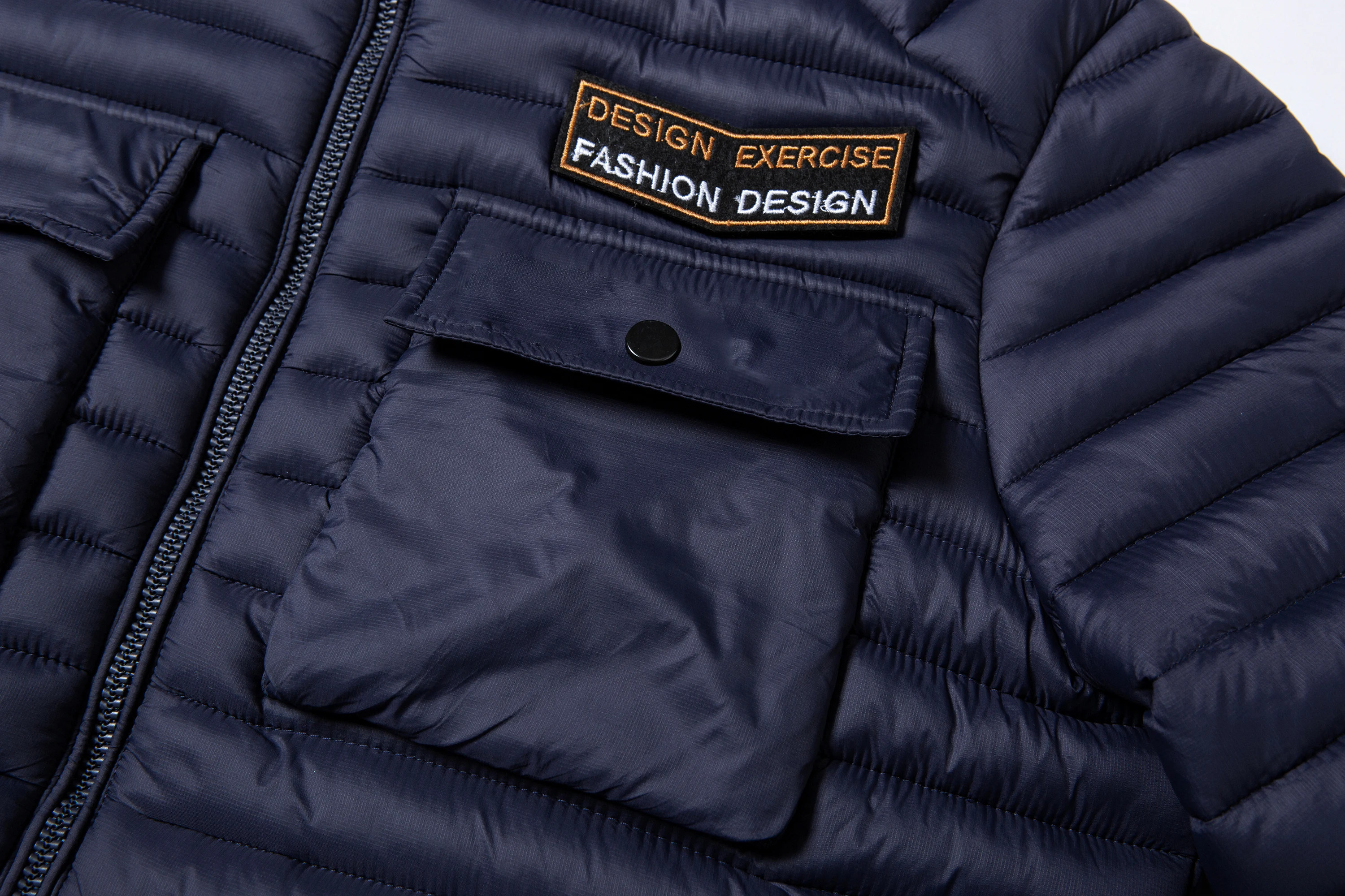 Men's Winter Hooded Jacket Lightweight Windproof Quilted with Embroidered Pocket Warm Casual Outdoor Daily Cotton Jacket