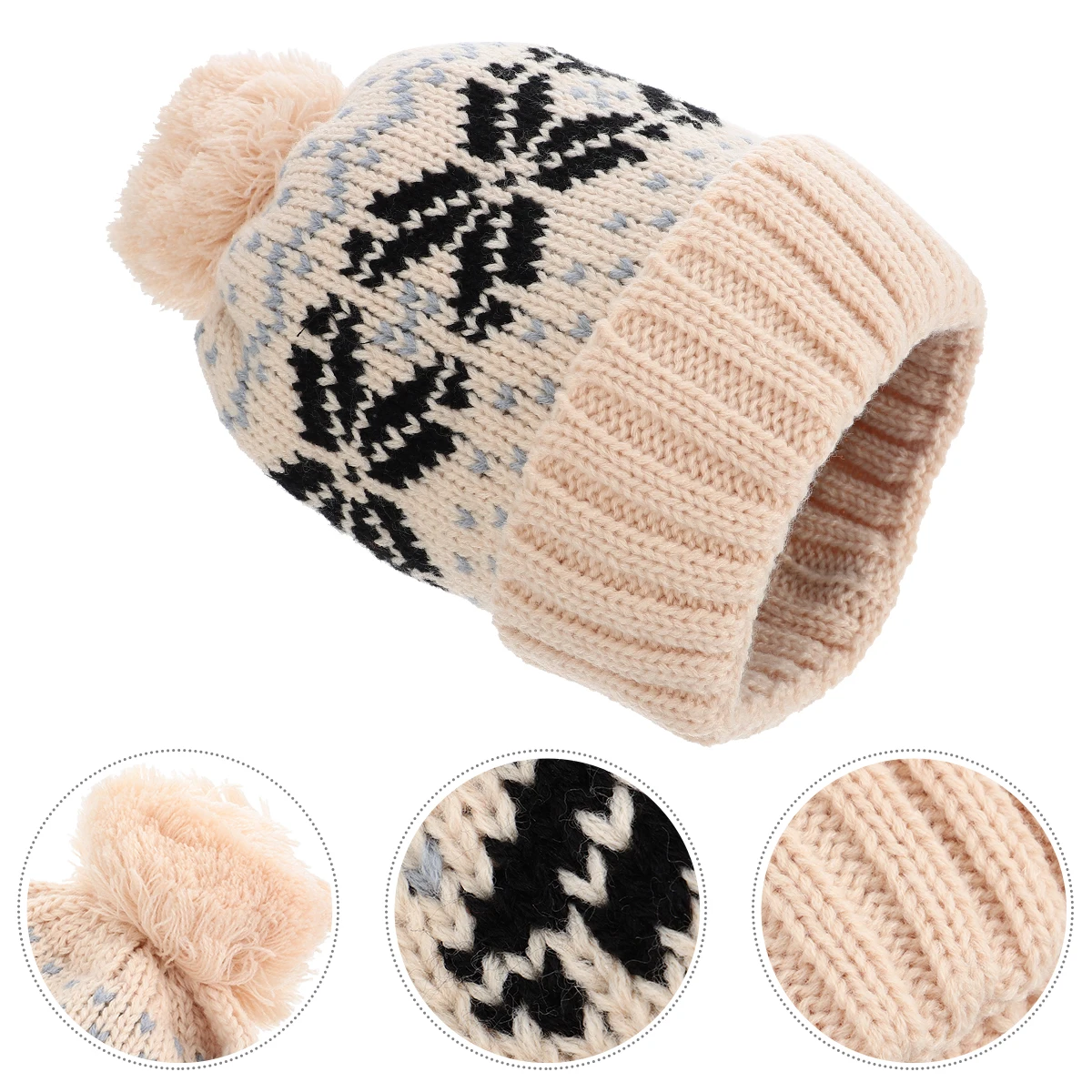 

Christmas Beanie Warm Xmas Cap Woolen Hat Decor Has Festival Snowflake Girl Knitted