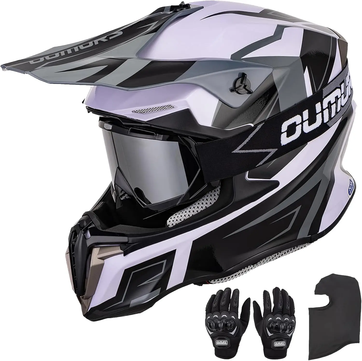 

Adult ATV Dirt Bike Helmet with Goggles Gloves & Mask Adjustable Sun Visor Motorcycle Adult Helmet Off-Road Motocross Downhill M