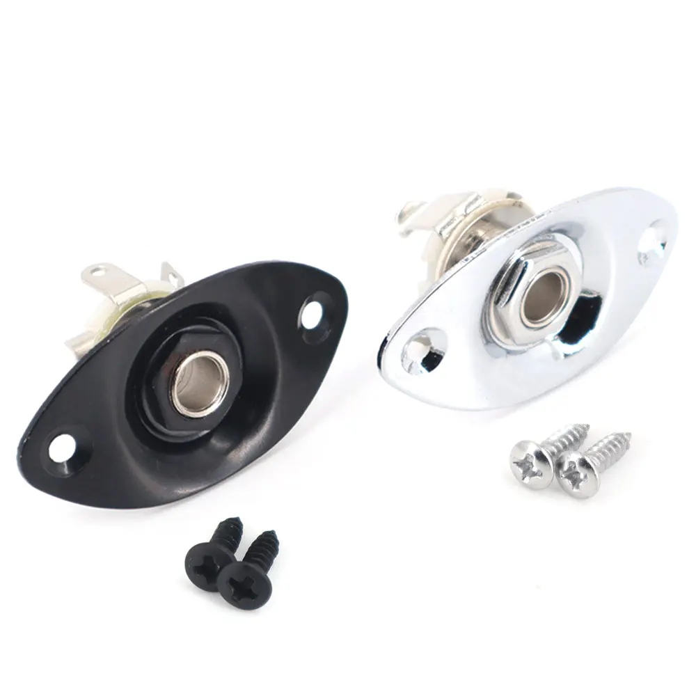 

1PCS Oval Guitar Output Jack Socket 1/4'' 6.35mm Mono Jack for Electric Guitar, Chrome/Black