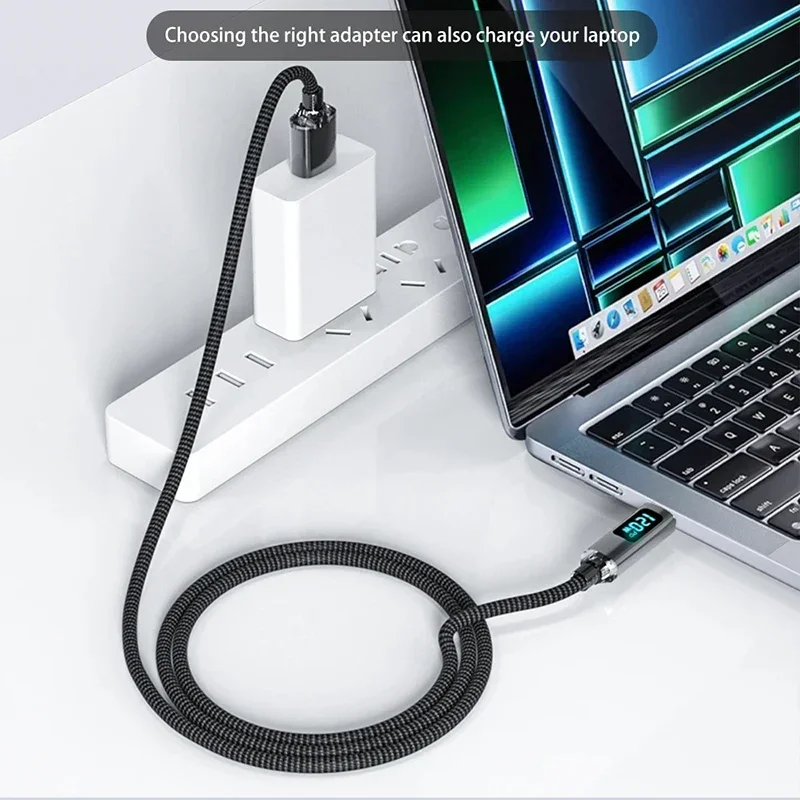 Xiaomi 120w 케이블 USB A 유형 C 초고속 충전 케이블 Huawei Oppo Oneplus Poco Redmi 데이터 케이블 2025 용 디지털 디스플레이