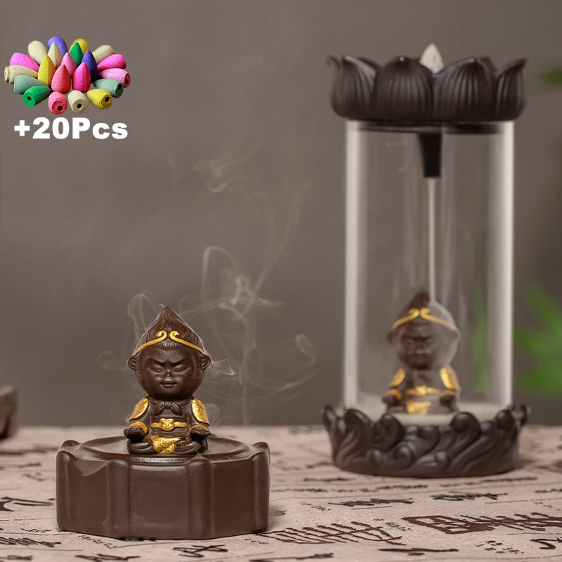 Gift Incense Decorations Zen Monkey King Windproof Backflow Feng Shui Mascot Micro Landscape