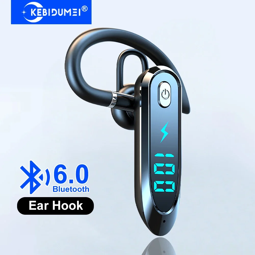 bluetooth 6.0 earphone ear hook headphone 270 degree rotation led display hifi stereo noise reduction headset waterproof earbud