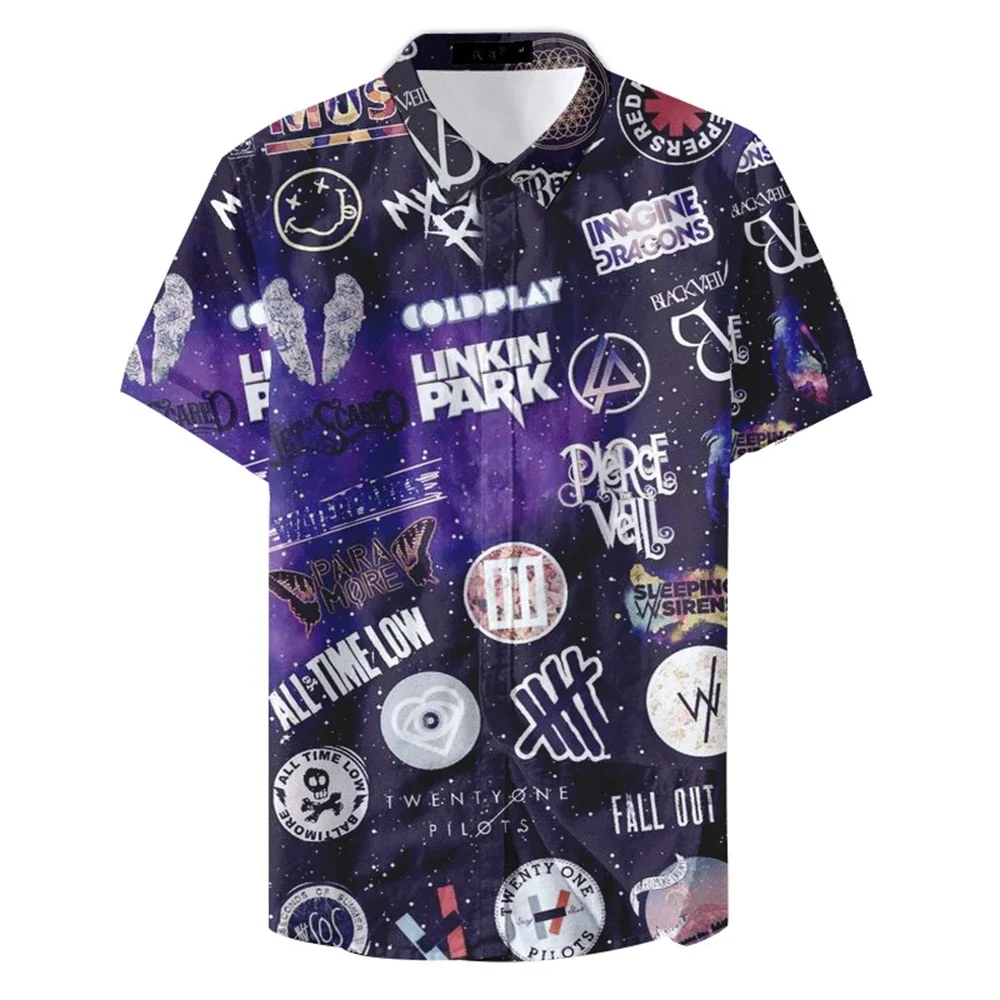 Us 66 Route New Men's Short Sleeve Hawaiian Shirt 3d Print Oversized Hip Hop Shirts Rock Style Resort Casual Men Clothing