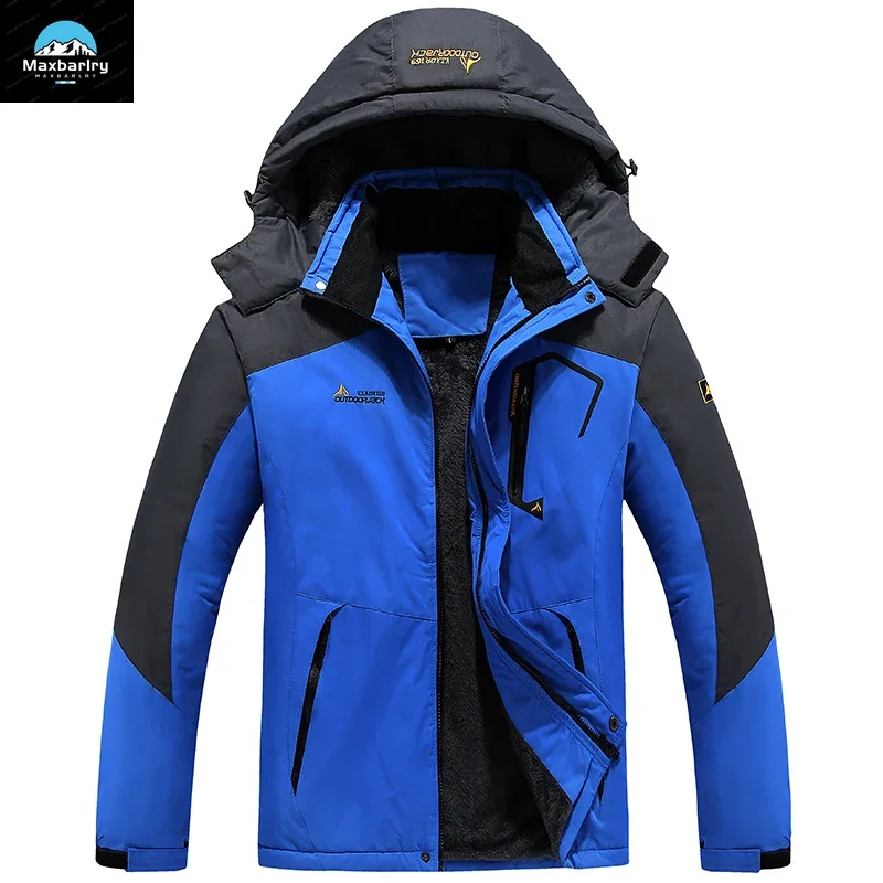 2020 Winter Outdoor Jacket Men Thick Warm Velvet Coat Men\'s Windproof Hooded Jackets Casual Hiking Mountaineering Outerwear 9XL