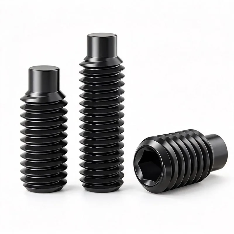 Black Grade 12.9 Hexagon Socket Set Screws DIN915 M2.5 M3 M4 M5 M6 M8 with Dog Point Grub Convex Headless for Hardware And Tools