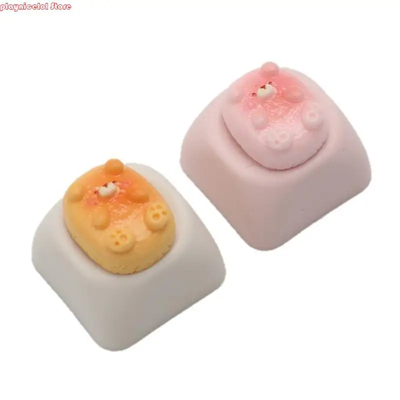 

Resin Mechanical Keyboards Keycaps Cartoon Bear DesignESC Keycap Comfortable Typing Pink Yellow Keyboards Decoration