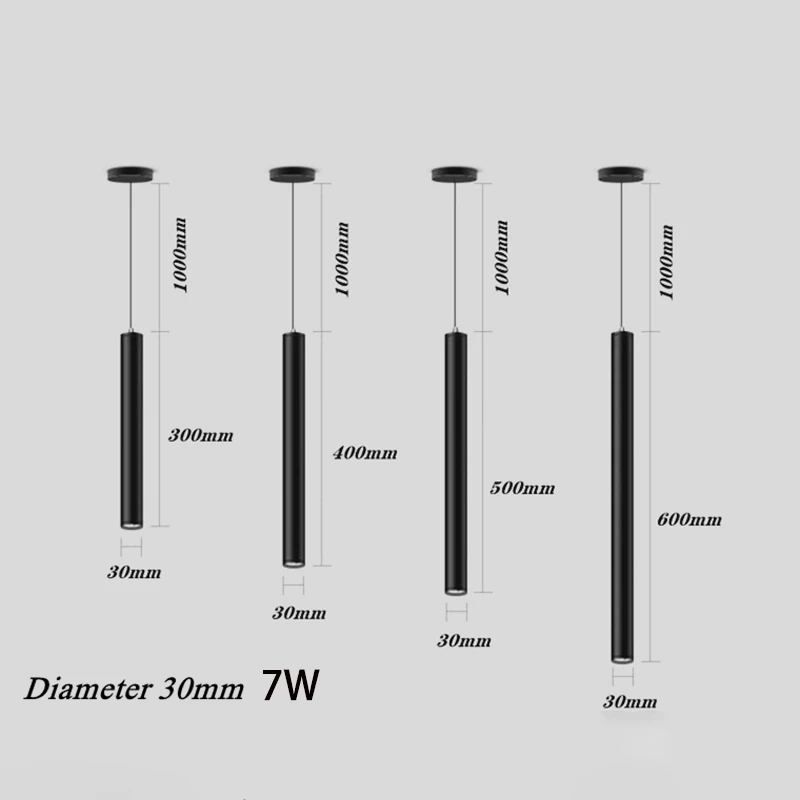 Nordique Long Tube Dimmable 7W 12W pendentif lumières suspendus cuisine lumière longueur réglable maison salle à manger éclairage lumières