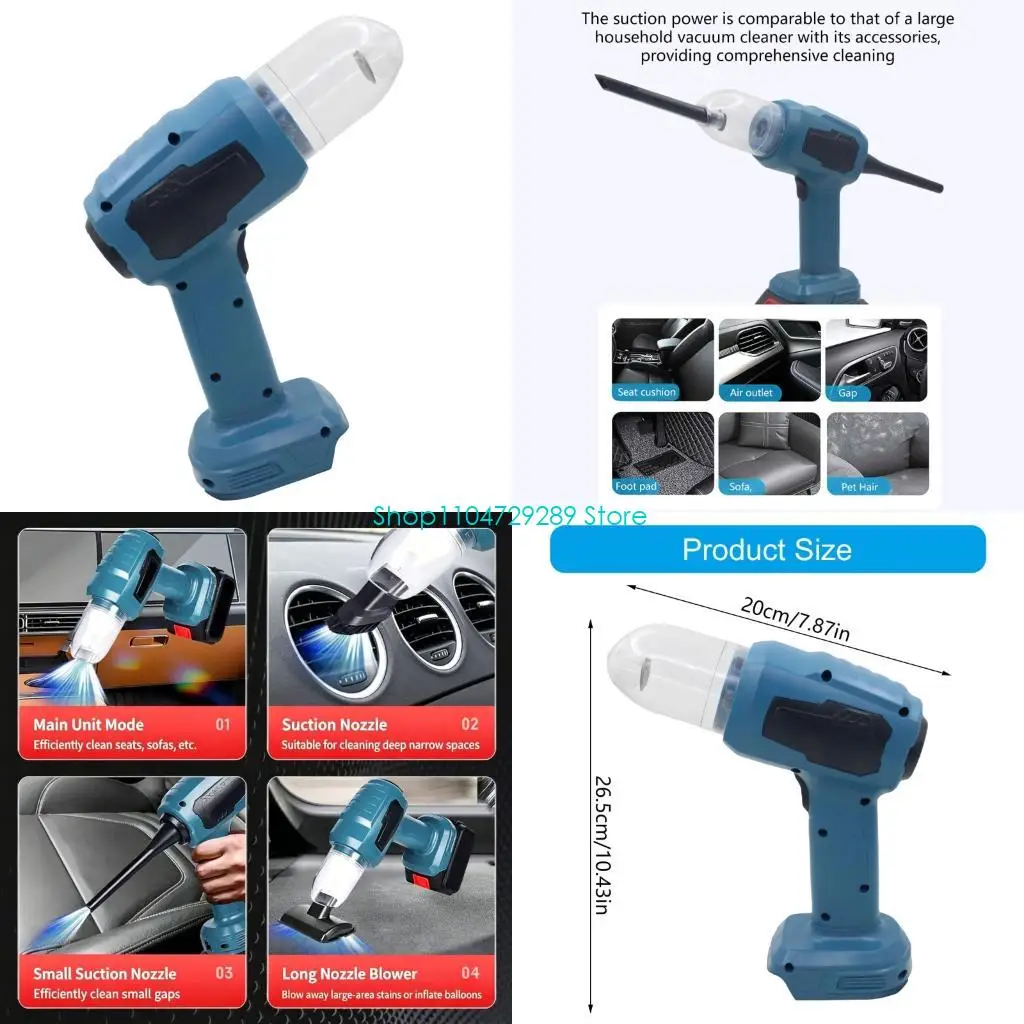 D8KE Compact 21V Handheld Car Vacuum Cleaner 100ML Dust Cup Battery Compatible