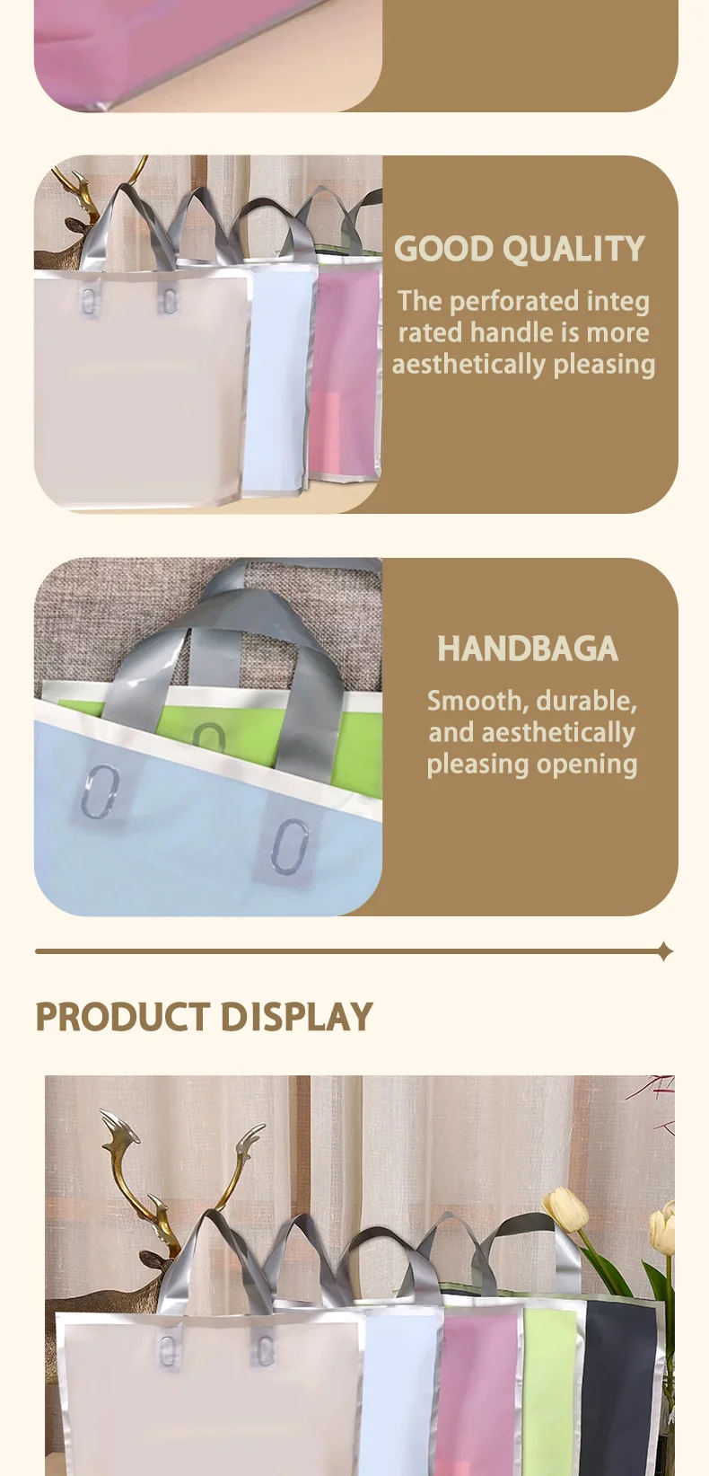 50 Stück Silberrand-Mattbeutel für Bekleidungsgeschäfte, Herren-, Damen- und Kinderbekleidung, Geschenkbeutel für Feiertage, unterstützt individuelles Logo – Detail 3