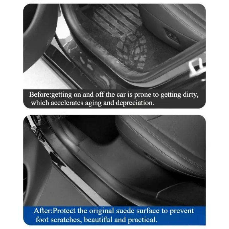 

Front Rear Door Sill Guards for Tesla Model Y Juniper 2025 TPE Inner Protector Cover Plate Trim Anti-Dirty Bumper Welcome Pedal