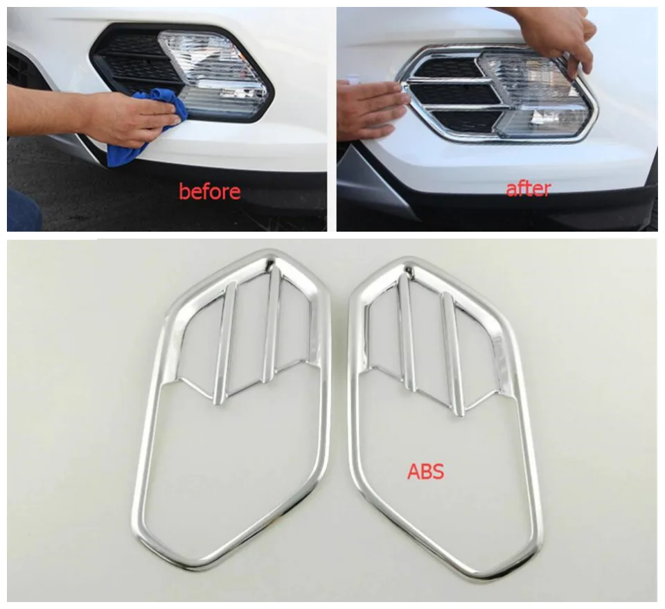 

For Ford Escape / Kuga 2013 - 2019 Accessories Front Bumper Fog Lights Lamp Molding Frame Cover Trim