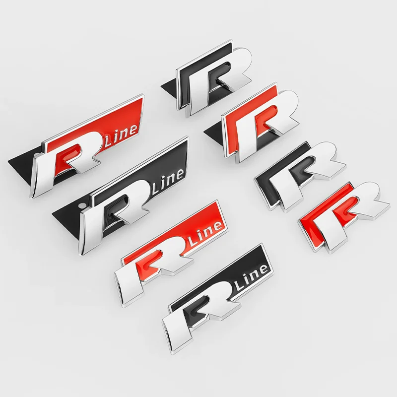 3D-Metall-Logo, R-Linien-Emblem, Auto-Grill-Abzeichen, hinterer Aufkleber für Volkswagen VW Golf 4 5 6 7 Polo Passat Tiguan Touran CC Touareg