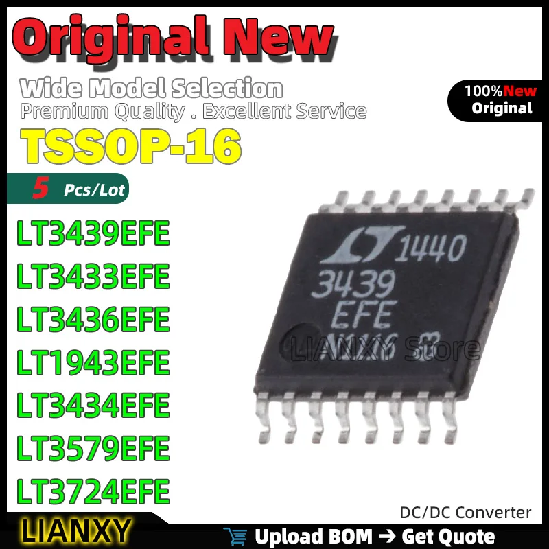 

5pcs TSSOP-16 LT3439EFE LT3433EFE LT3436EFE LT1943EFE LT3434EFE LT3579EFE LT3724EFE DC/DC Converter New Original