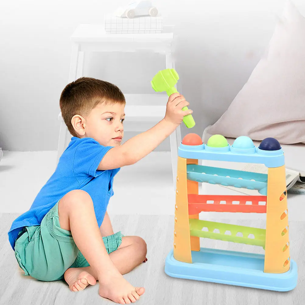 1Set Hammer Pound Ball Educational Baby Knock Beat Development Training Kids Early Learning Fun Rolling Ramp Ball Drop Toy