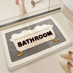 VIKAMA Faux Cashmere Floor Mats Bathroom Water Absorbent Foot Mats Non-slip Bathroom Cartoon Entry Floor Mats
